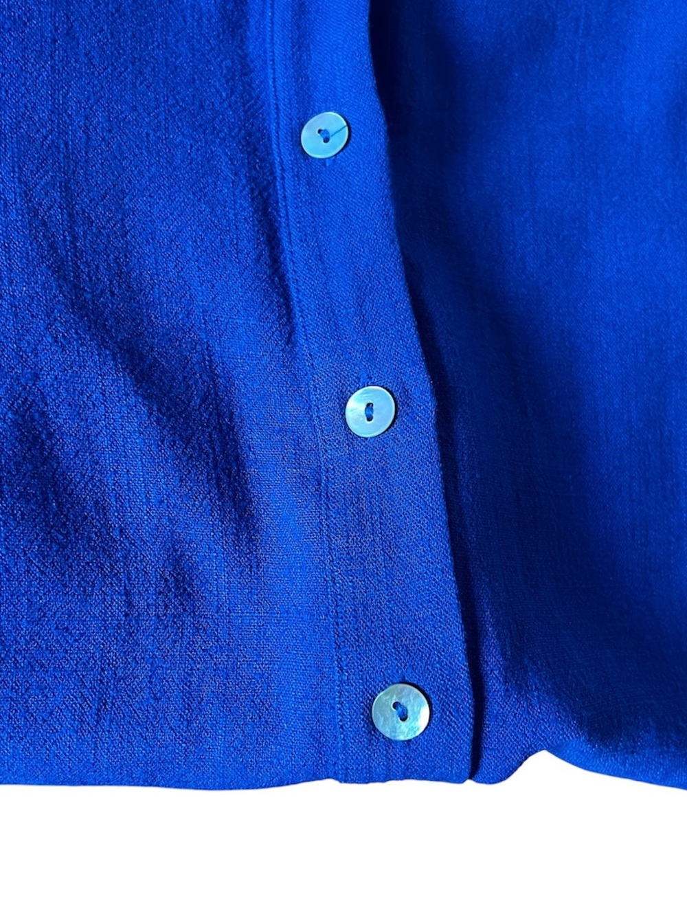 BOHME Linen Blend Blue Boxy Shell Button Top Size XS - Picture 5 of 10